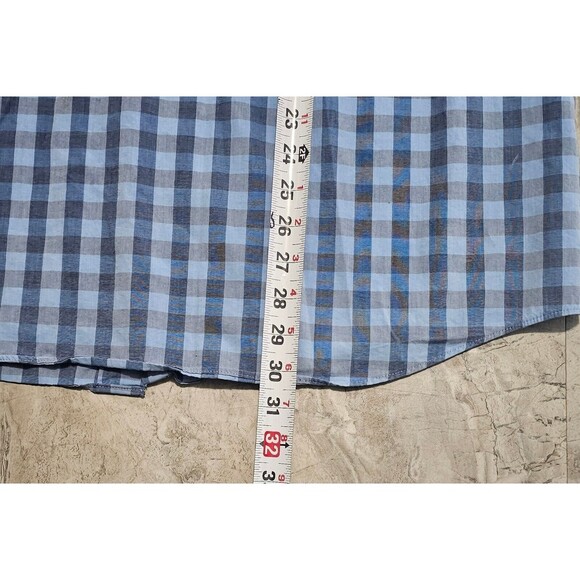 Men’s Calvin Klein Dress Shirt Large Long sleeve Blue And Grey Check Regular Fit - Picture 7 of 8